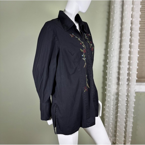 Whimsical Venezia Floral Embroidered Button-Up Shirt – Women's 14/16 - Picture 4 of 8